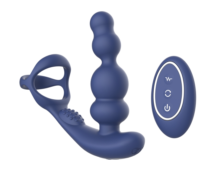 Vibrating Cock Ring with Beaded Anal Plug